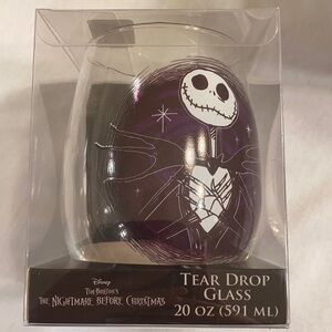 Jack Skellington Tear Drop 20 oz Glass Disney BRAND NEW IN BOX